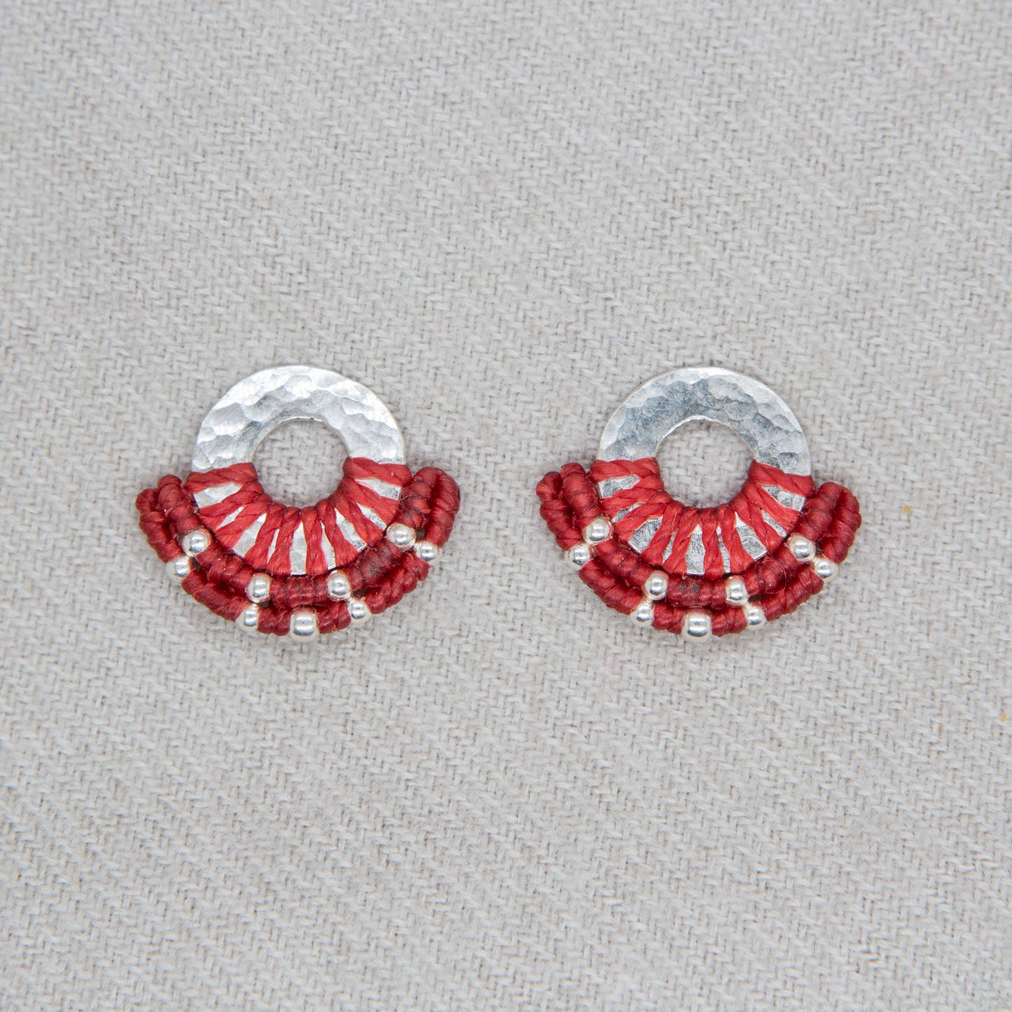 Aro Mini Argolla Plata Rojo Clásico