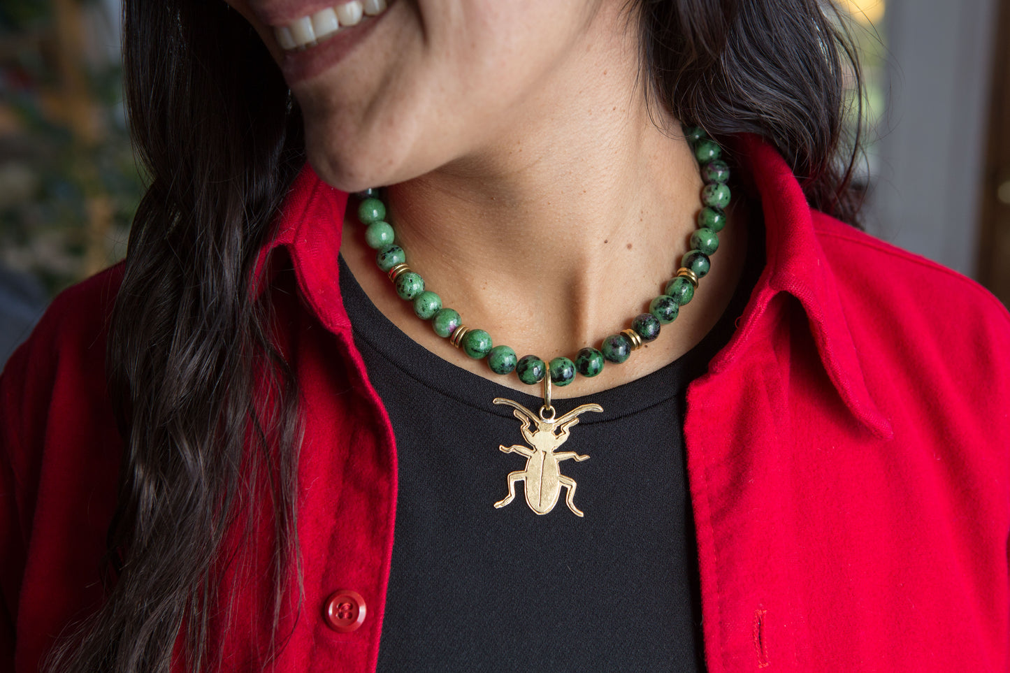 Collar Peorro Zoisita Rubi