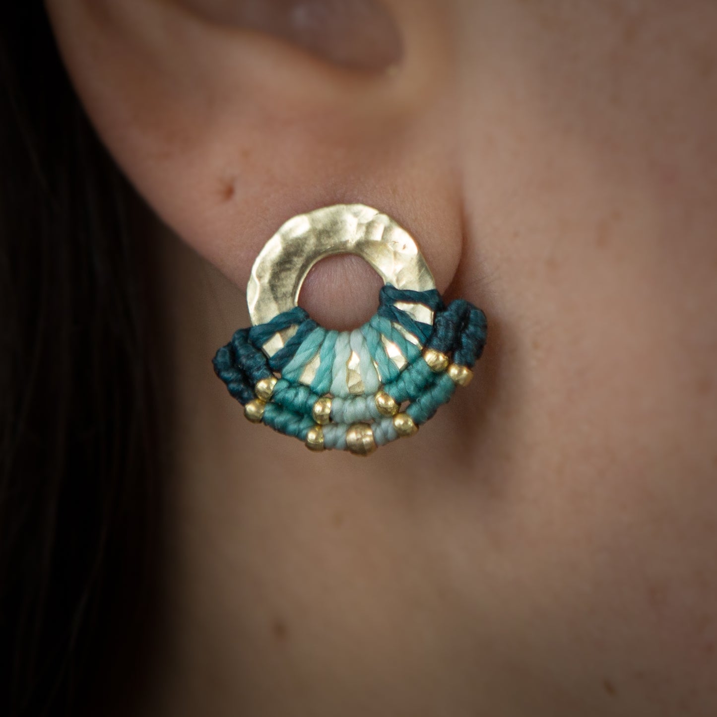 Aro Mini Argolla Bronce Verde Mar