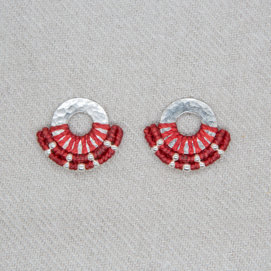 Aro Mini Argolla Plata Rojo Clásico