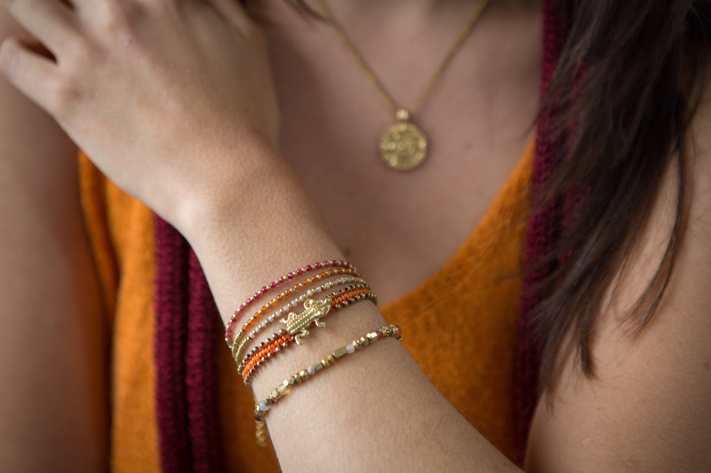 Pulsera Animal Anfibio Precolombino Naranja