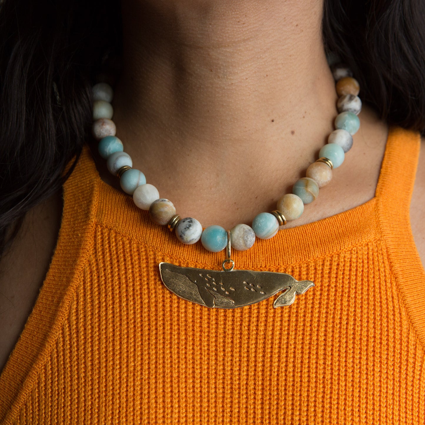 Collar Ballena Jorobada Amazonita