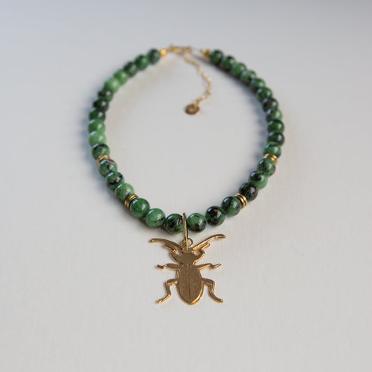 Collar Peorro Zoisita Rubi