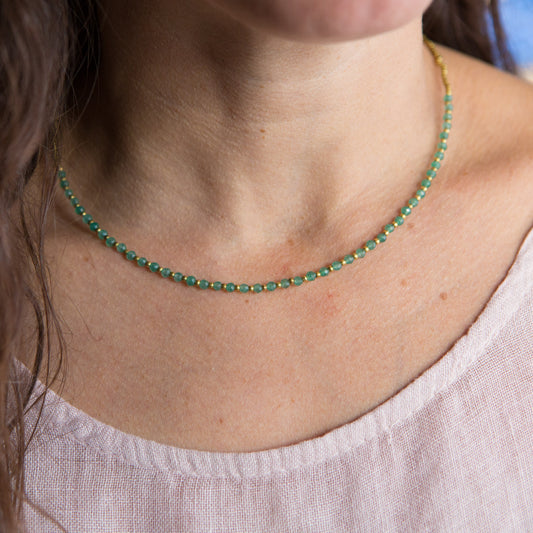 Collar Constelación Ágata Verde Agua
