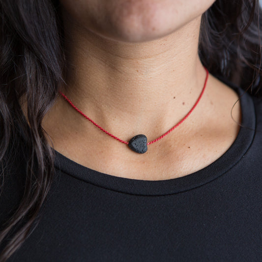Collar Corazón Piedra Volcánica