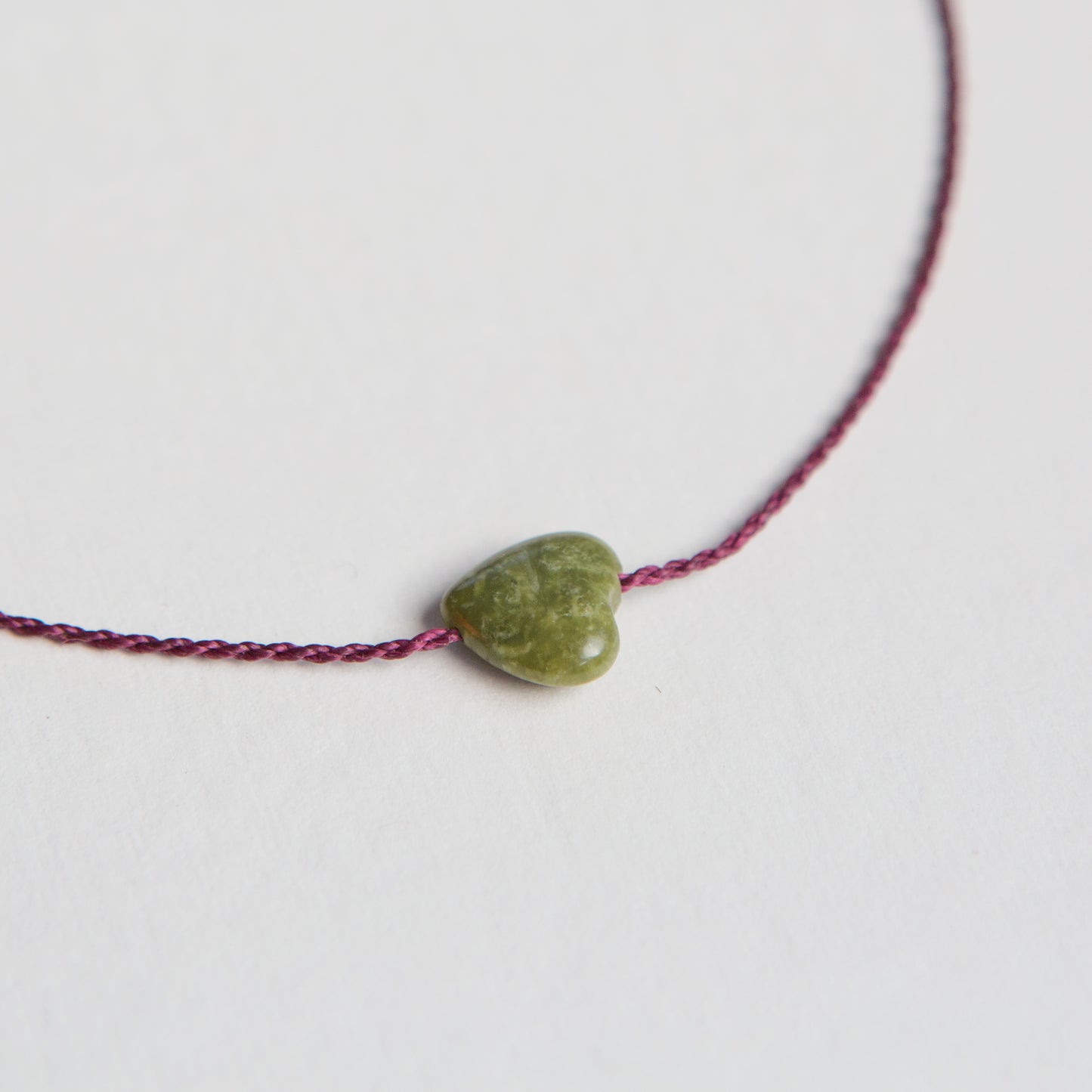 Collar Corazón Jaspe Verde Concho Vino