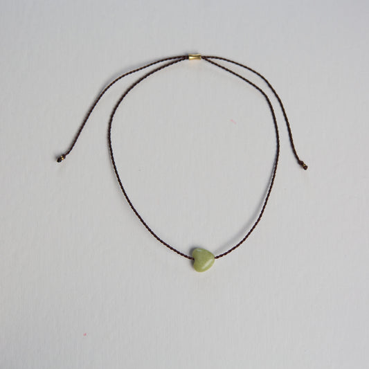 Collar Corazón Jaspe Verde Café Moro