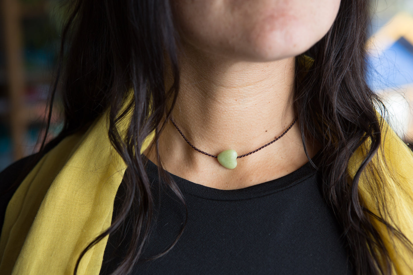 Collar Corazón Jaspe Verde Café Moro