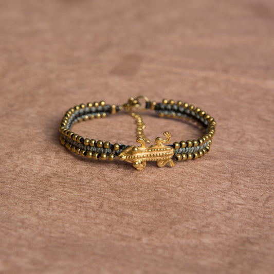 Pulsera Animal Precolombino Anfibio Gris/Negra