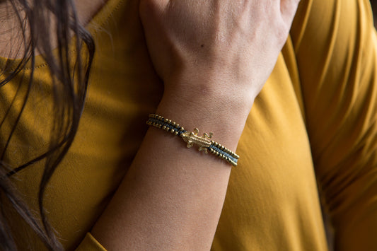 Pulsera Animal Precolombino Anfibio Gris/Negra