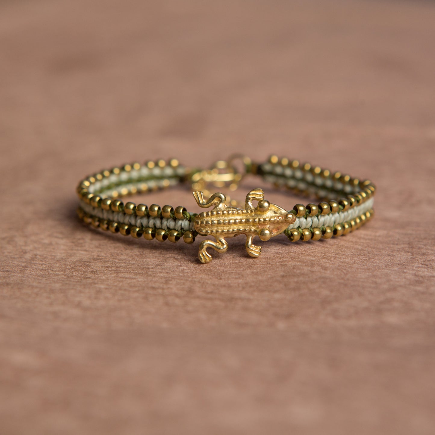Pulsera Animal Precolombino Anfibio Verde Liquen