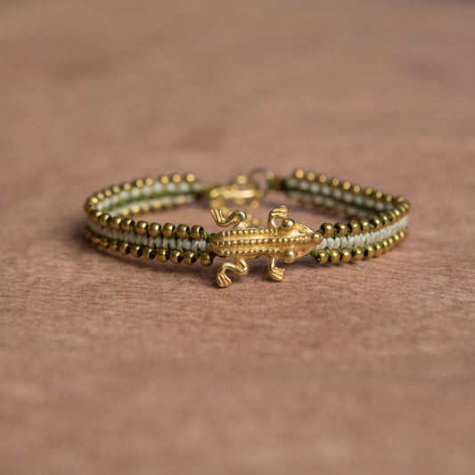 Pulsera Animal Precolombino Anfibio Verde Liquen