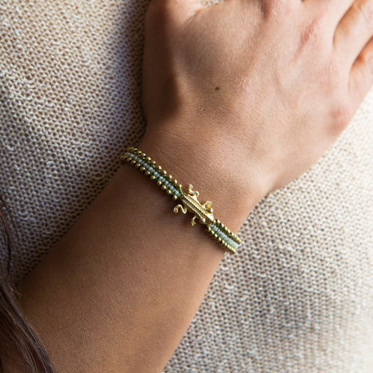 Pulsera Animal Precolombino Anfibio Verde Liquen