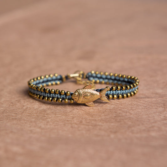 Pulsera Animal Precolombino Pez Azul/celeste