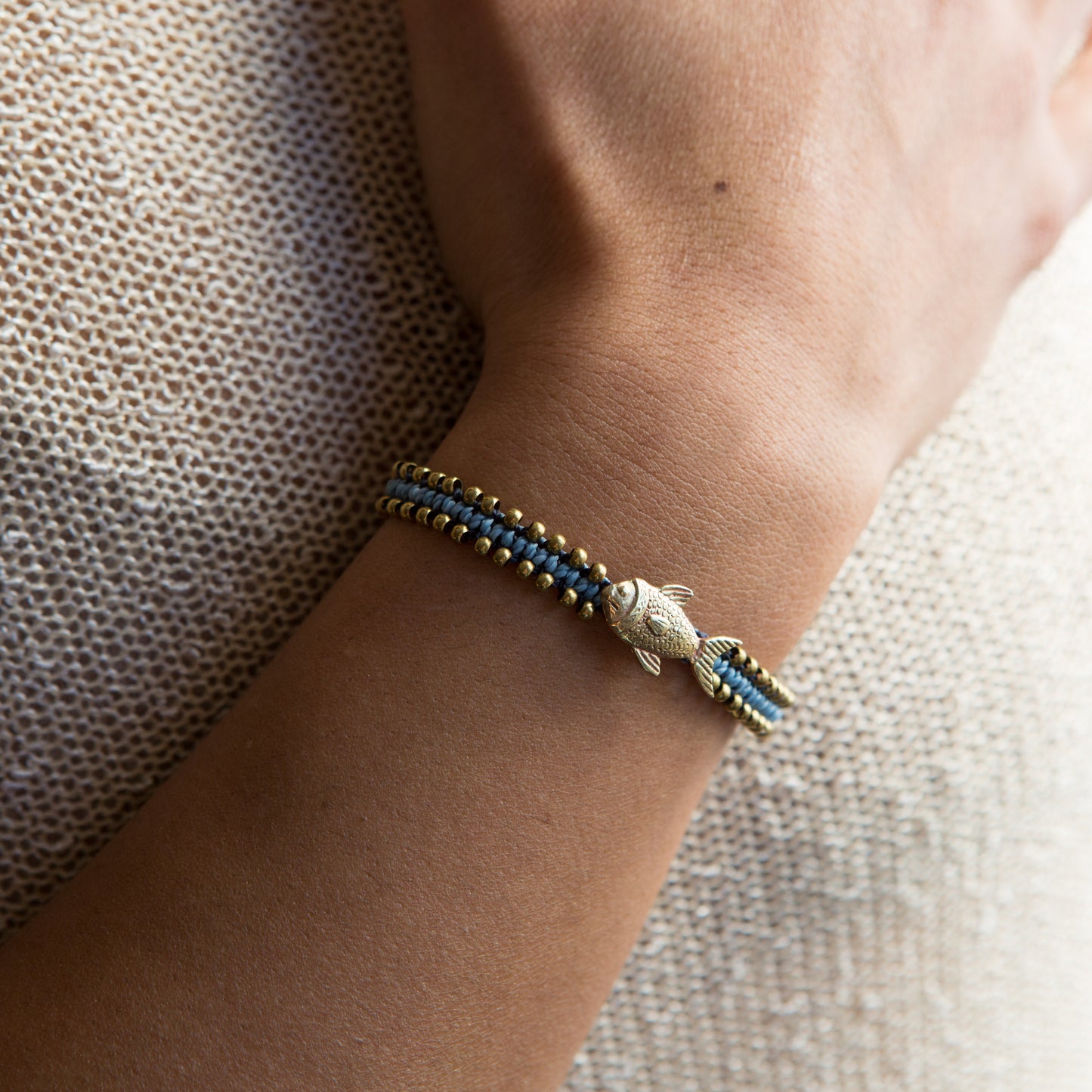 Pulsera Animal Precolombino Pez Azul/celeste