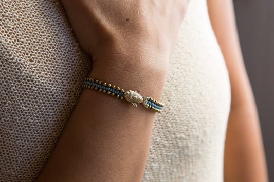 Pulsera Animal Precolombino Pez Azul/celeste