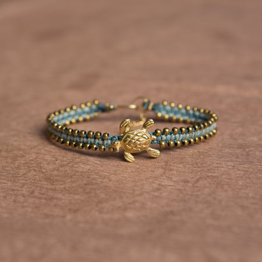 Pulsera Animal Precolombino Tortuga Verde Agua
