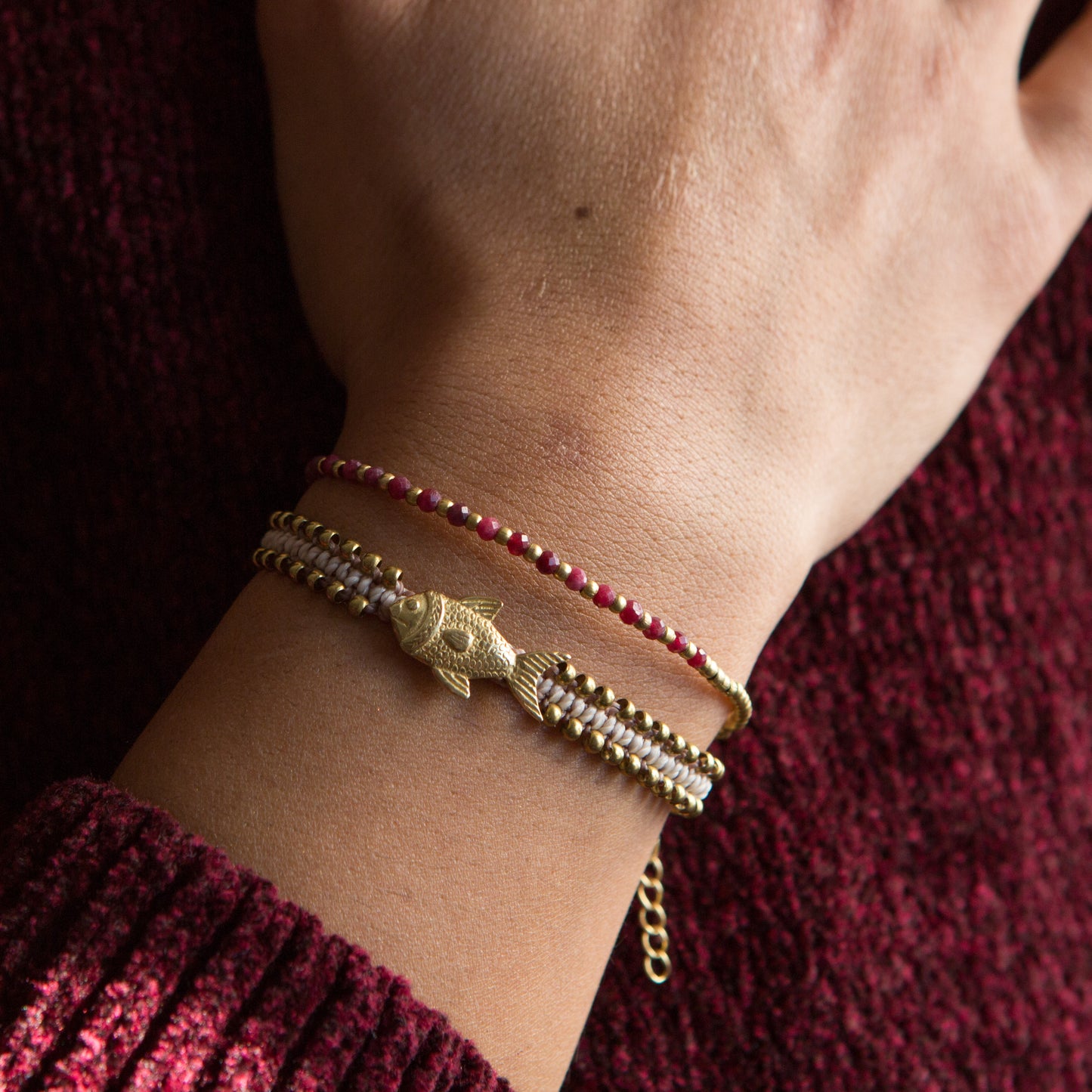 Pulsera Animal Precolombino Pez Crema