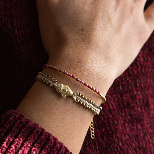 Pulsera Animal Precolombino Pez Crema