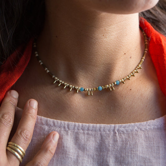 Collar Hindú Gotas Celeste