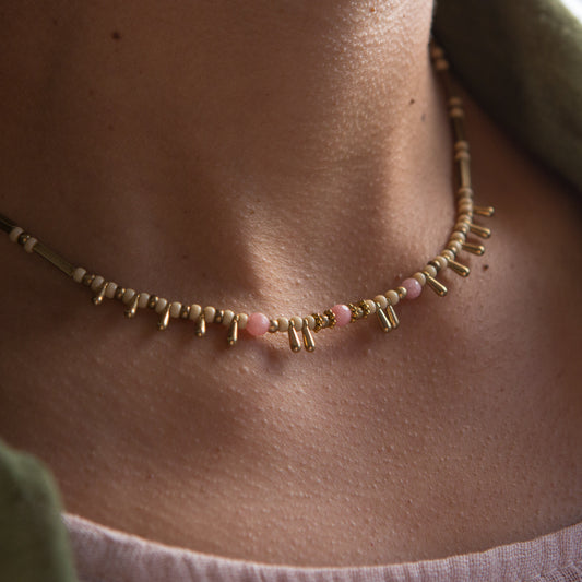 Collar Hindú Gotas Rosa