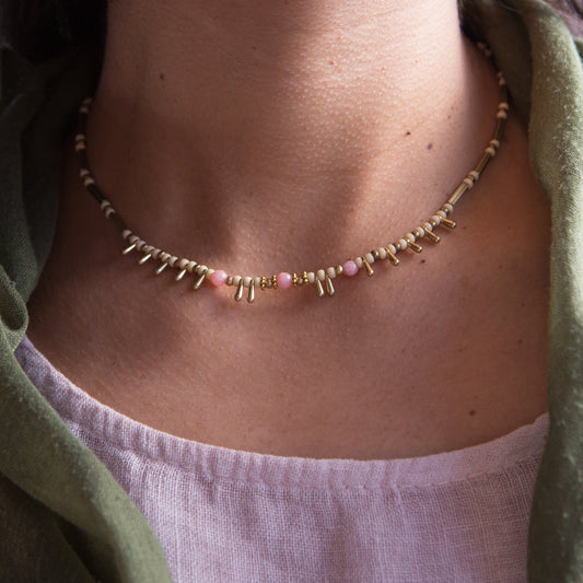 Collar Hindú Gotas Rosa