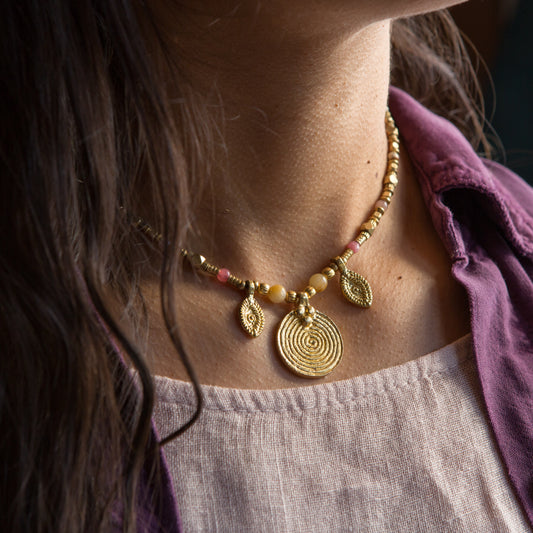 Collar Hindú Dijes Rosa