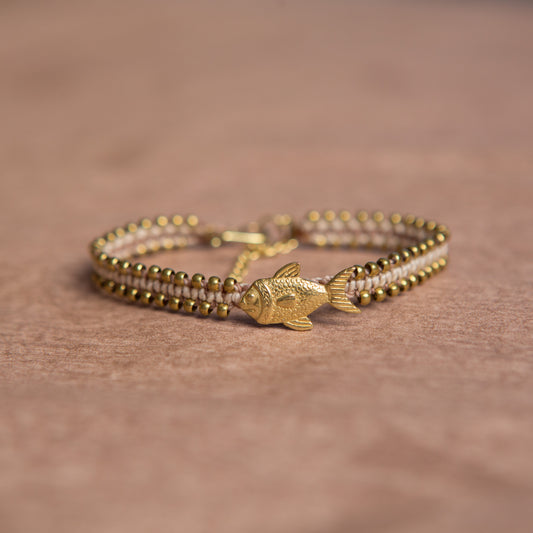 Pulsera Animal Precolombino Pez Crema