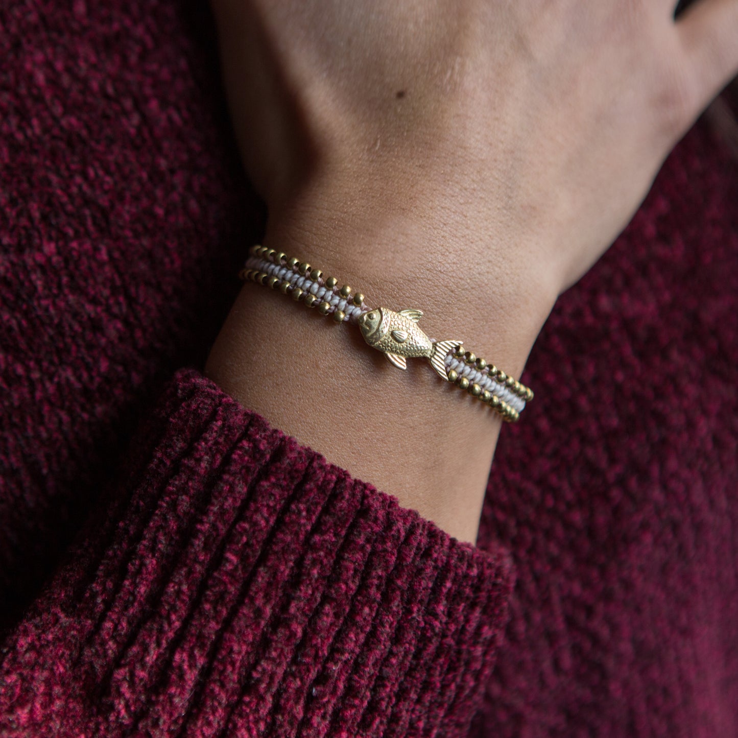 Pulsera Animal Precolombino Pez Crema